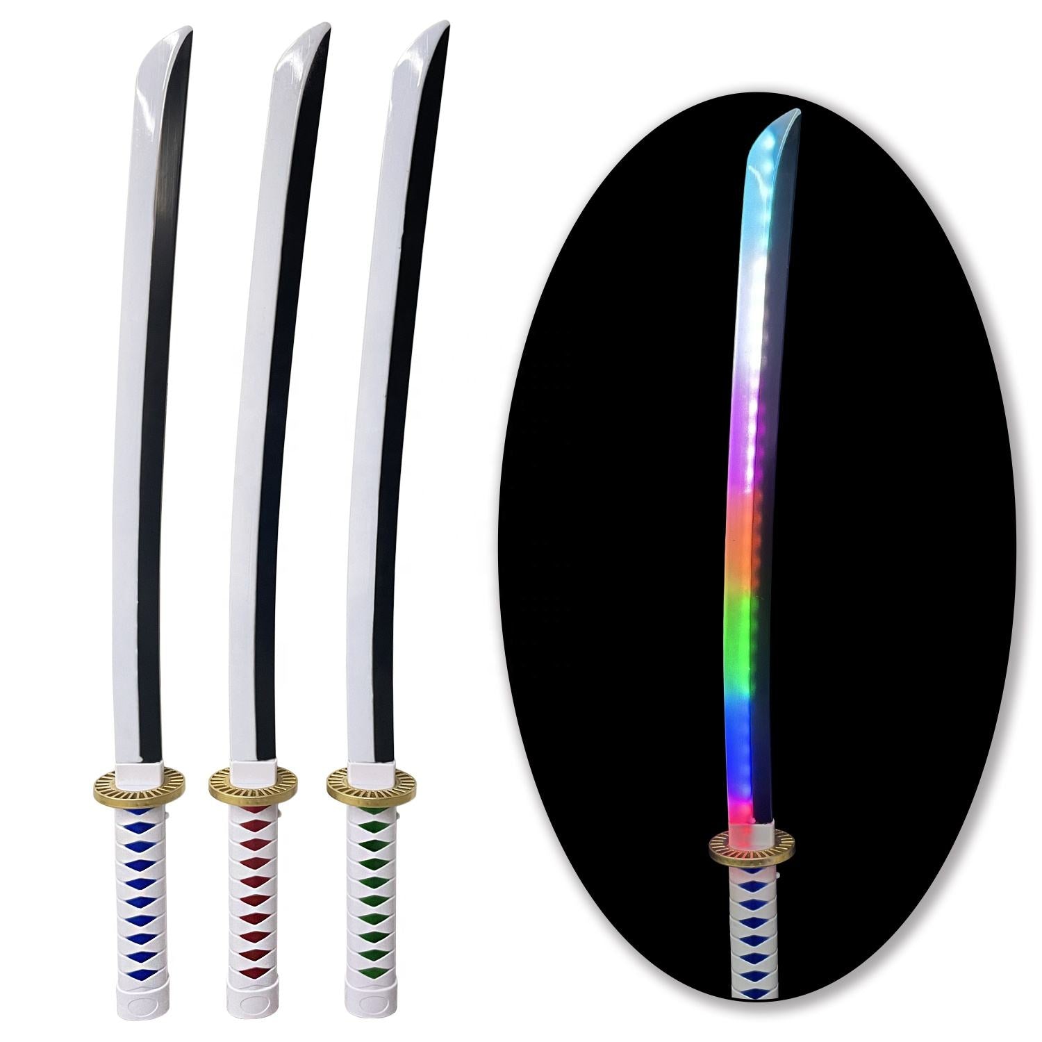 LED Plastic Katana Sword for Kids-8 Light Colors Requires 3xAAA Batteries Unisex Toy for Parties & Lighting Ages 2-14